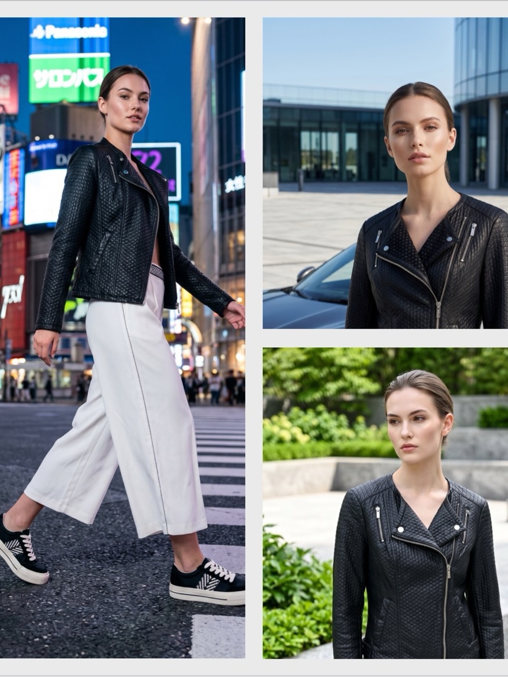 Karl Lagerfeld Black Quilted Moto faux leather